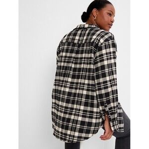 NWT GAP Womens Plaid Flannel‎ Shirt Oversized Long Sleeve Button Down Top
